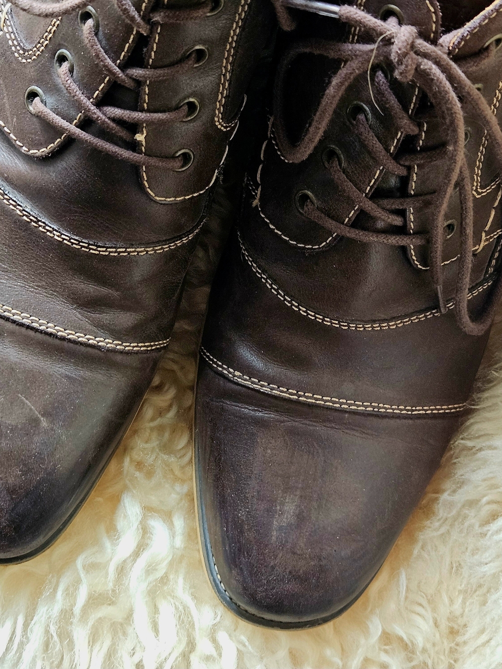 Steve Madden Brown Leather Cap-Toe Derby Oxford Shoes Men's 10.5